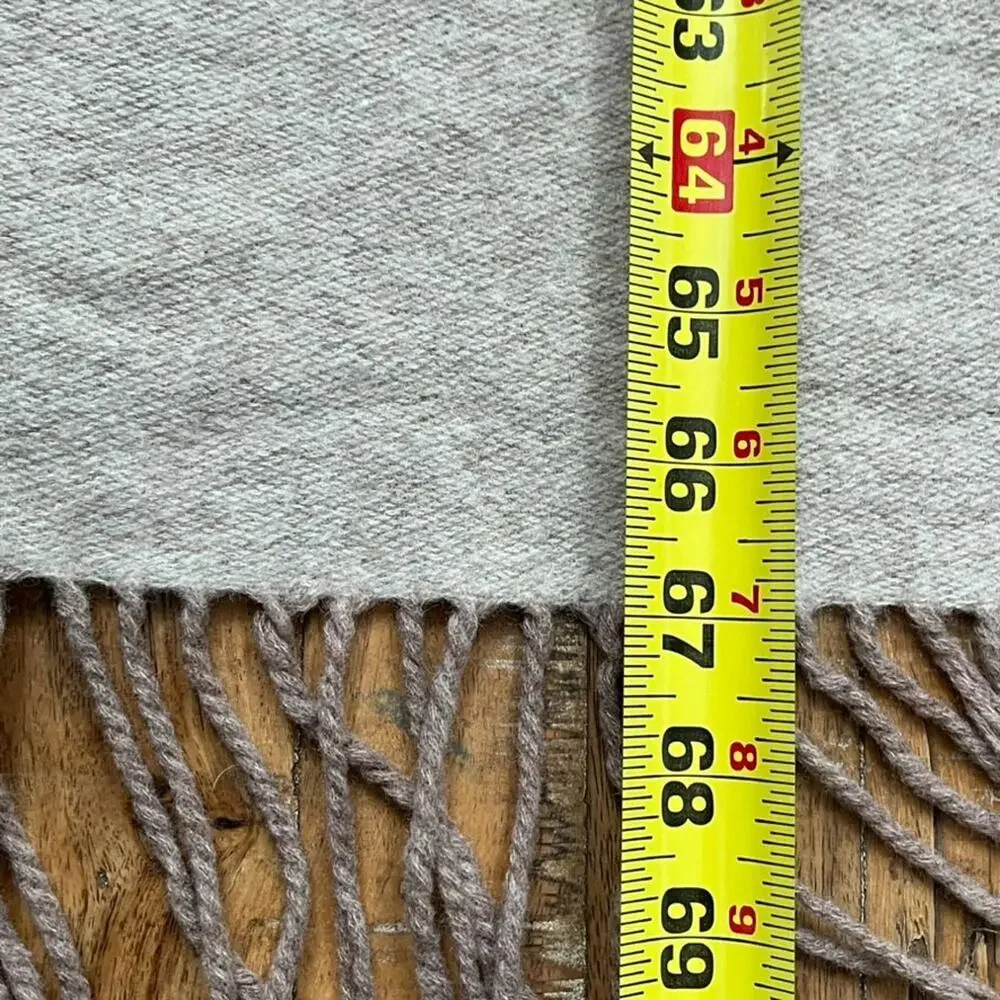 Taupe Throw Blanket Knotted Fringe Wool 67
